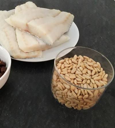 baccalà capperi e pinoli