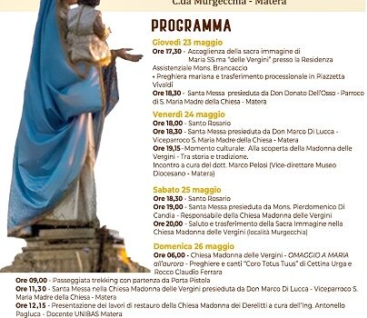 programma madonna delle vergini 2024 matera