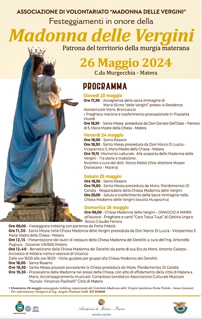 programma madonna delle vergini 2024 matera