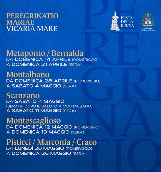 paesi del pellegrinaggio della madonna bruna